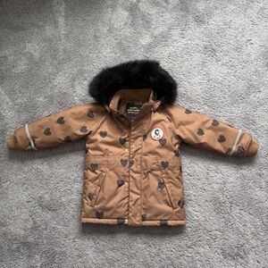 Mini Rodini Brown Heart Patterned Parka